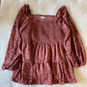 Chic Soul Lace Blouse in Rust